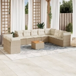 Set Divani da Giardino 11 pz con Cuscini Beige in Polyrattan