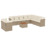 Set Divani da Giardino 11 pz con Cuscini Beige in Polyrattan