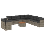 Set Divani da Giardino 12 pz con Cuscini Grigio in Polyrattan