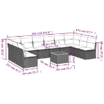 Set Divani da Giardino 11 pz con Cuscini Beige in Polyrattan