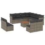 Set Divani da Giardino 12 pz con Cuscini Grigio in Polyrattan