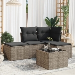 Set Divano da Giardino 5 pz con Cuscini Grigio in Polyrattan