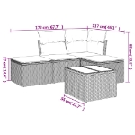 Set Divano da Giardino 5 pz con Cuscini Grigio in Polyrattan