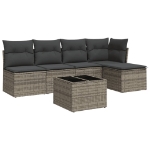 Set Divano da Giardino 6 pz con Cuscini Grigio in Polyrattan