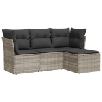 Set Divano da Giardino 4pz con Cuscini Grigio Chiaro Polyrattan