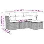Set Divano da Giardino 4pz con Cuscini Grigio Chiaro Polyrattan