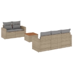 Set Divano da Giardino 6 pz con Cuscini Beige in Polyrattan