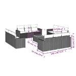 Set Divano da Giardino 13 pz con Cuscini Beige in Polyrattan