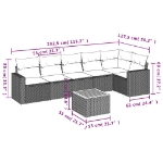Set Divani da Giardino 7 pz con Cuscini Beige in Polyrattan