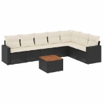Set Divani da Giardino con Cuscini 8 pz Nero in Polyrattan