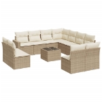 Set Divani da Giardino 12 pz con Cuscini Beige in Polyrattan
