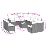 Set Divani da Giardino 12 pz con Cuscini Beige in Polyrattan