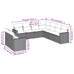 Set Divano da Giardino 9pz con Cuscini Grigio Chiaro Polyrattan