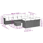 Set Divani da Giardino 12 pz con Cuscini Beige in Polyrattan