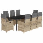 Set Pranzo da Giardino 9 pz con Cuscini Beige Misto Polyrattan