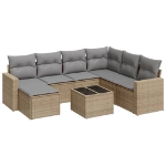 Set Divano da Giardino 8 pz con Cuscini Beige in Polyrattan