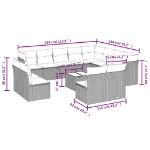 Set Divani da Giardino 13pz con Cuscini Nero in Polyrattan