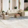 Set Divani da Giardino 7 pz con Cuscini Beige in Polyrattan