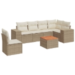Set Divani da Giardino 7 pz con Cuscini Beige in Polyrattan