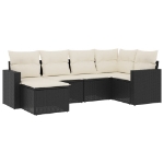 Set Divano da Giardino 6 pz con Cuscini Nero in Polyrattan