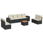 Set Divani da Giardino 9 pz con Cuscini Nero in Polyrattan