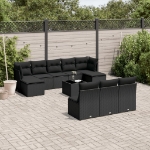 Set Divani da Giardino 11 pz con Cuscini in Polyrattan Nero