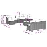 Set Divani da Giardino 11 pz con Cuscini in Polyrattan Nero