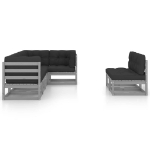 Set Salotto Giardino 7 pz Cuscini Antracite Legno Massello Pino