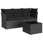 Set Divani da Giardino 4 pz con Cuscini Nero in Polyrattan