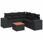 Set Divano da Giardino 6 pz con Cuscini Nero in Polyrattan