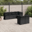 Set Divani da Giardino con Cuscini 7pz Nero Polyrattan