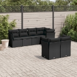 Set Divani da Giardino con Cuscini 7pz Nero Polyrattan