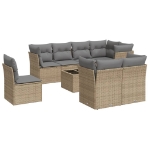 Set Divano da Giardino 9 pz con Cuscini Beige in Polyrattan