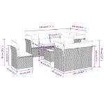 Set Divano da Giardino 9 pz con Cuscini Beige in Polyrattan