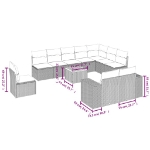 Set Divani da Giardino 11 pz con Cuscini Beige in Polyrattan