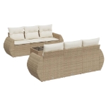 Set Divani da Giardino 7 pz con Cuscini Beige in Polyrattan