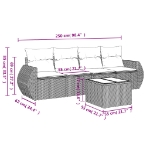 Set Divano da Giardino 5 pz con Cuscini Marrone in Polyrattan