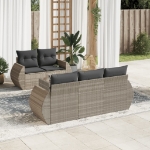 Set Divano da Giardino 6pz con Cuscini Grigio Chiaro Polyrattan