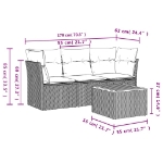 Set Divani da Giardino 4 pz con Cuscini Nero in Polyrattan