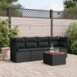 Set Divani da Giardino 5 pz con Cuscini in Polyrattan Nero