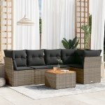 Set Divano da Giardino 6 pz con Cuscini Grigio in Polyrattan