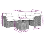 Set Divano da Giardino 6 pz con Cuscini Grigio in Polyrattan
