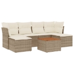 Set Divani da Giardino 7 pz con Cuscini Beige in Polyrattan