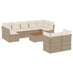 Set Divano da Giardino 10 pz con Cuscini Beige in Polyrattan