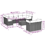 Set Divano da Giardino 10 pz con Cuscini Beige in Polyrattan