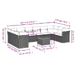 Set Divani da Giardino 11 pz con Cuscini in Polyrattan Nero