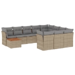 Set Divani da Giardino 11 pz con Cuscini Beige in Polyrattan