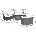 Set Divani da Giardino 10pz con Cuscini in Polyrattan Nero