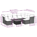 Set Divani da Giardino 10pz con Cuscini in Polyrattan Nero