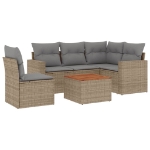 Set Divano da Giardino 6 pz con Cuscini Beige in Polyrattan